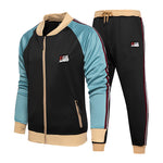 Two-piece set of male tracksuit sports wear fashion colorblock jogging suit autumn winter male gym clothes