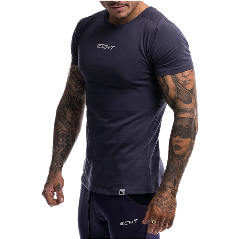 Summer Sports Short-Sleeved Men'S Loose Top Running T-Shirt Sweat-Absorbent Breathable T-Shirt Basketball Training Gym Clothes