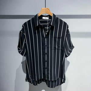 Men's Loose Comfortable Striped Short-sleeved Shirt