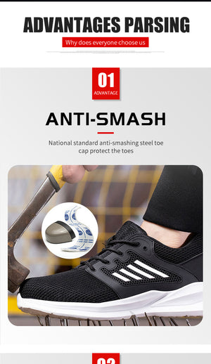 Anti-smashing And Anti-penetration Summer Breathable Safety Shoes Protective Lightweight Comfortable Air Cushion Work Shoes