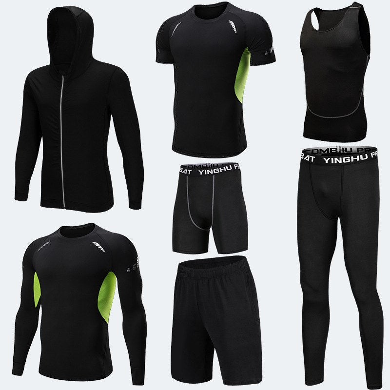 Running Workout Clothes Men 7pcs / sets Compression Running Basketball Games Jogging Tights set of underwear Gym Fitness sports sets