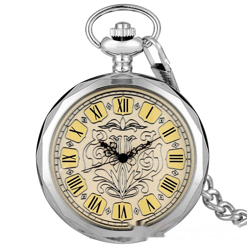 Classic Design Straight Plate Without Cover Roman Pattern Literal Manual Manipulator Pocket Watch