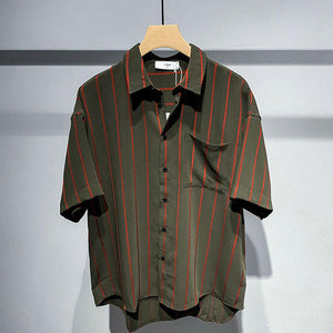 Men's Loose Comfortable Striped Short-sleeved Shirt