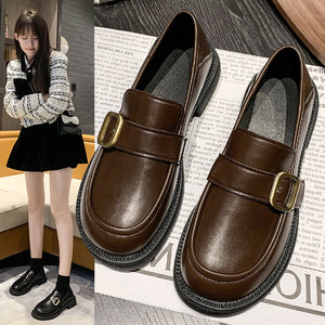 Women's Soft-soled Retro British Style Leather Shoes