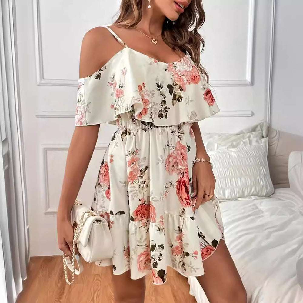 French Romantic Off-shoulder Waist Dress