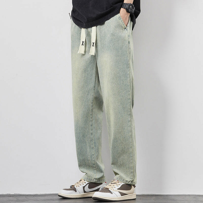 Summer Washed Wide Leg Jeans Men