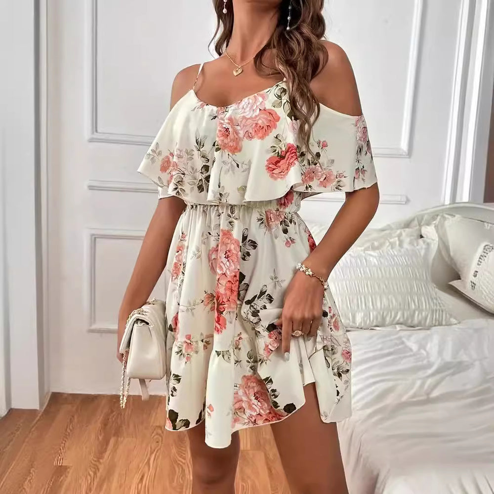 French Romantic Off-shoulder Waist Dress