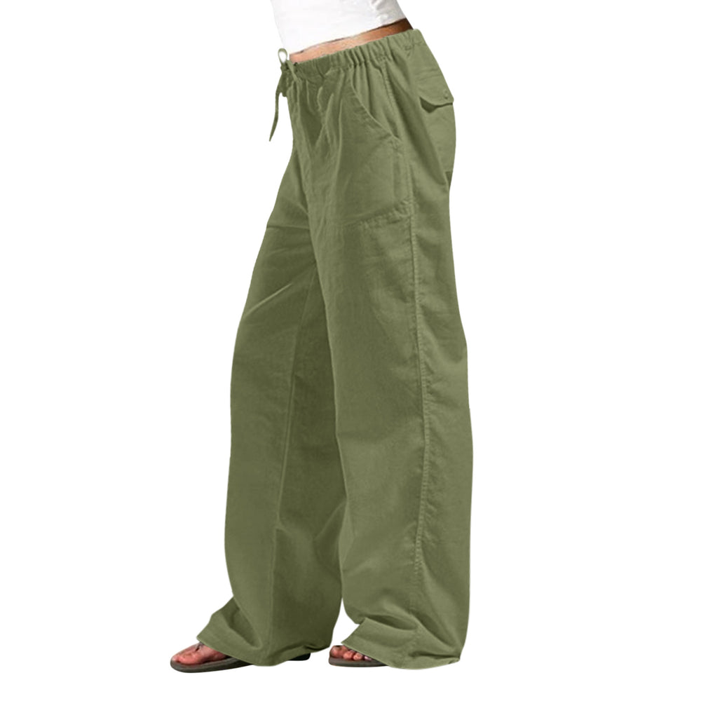 Elastic Waist Pocket Straight-leg Trousers