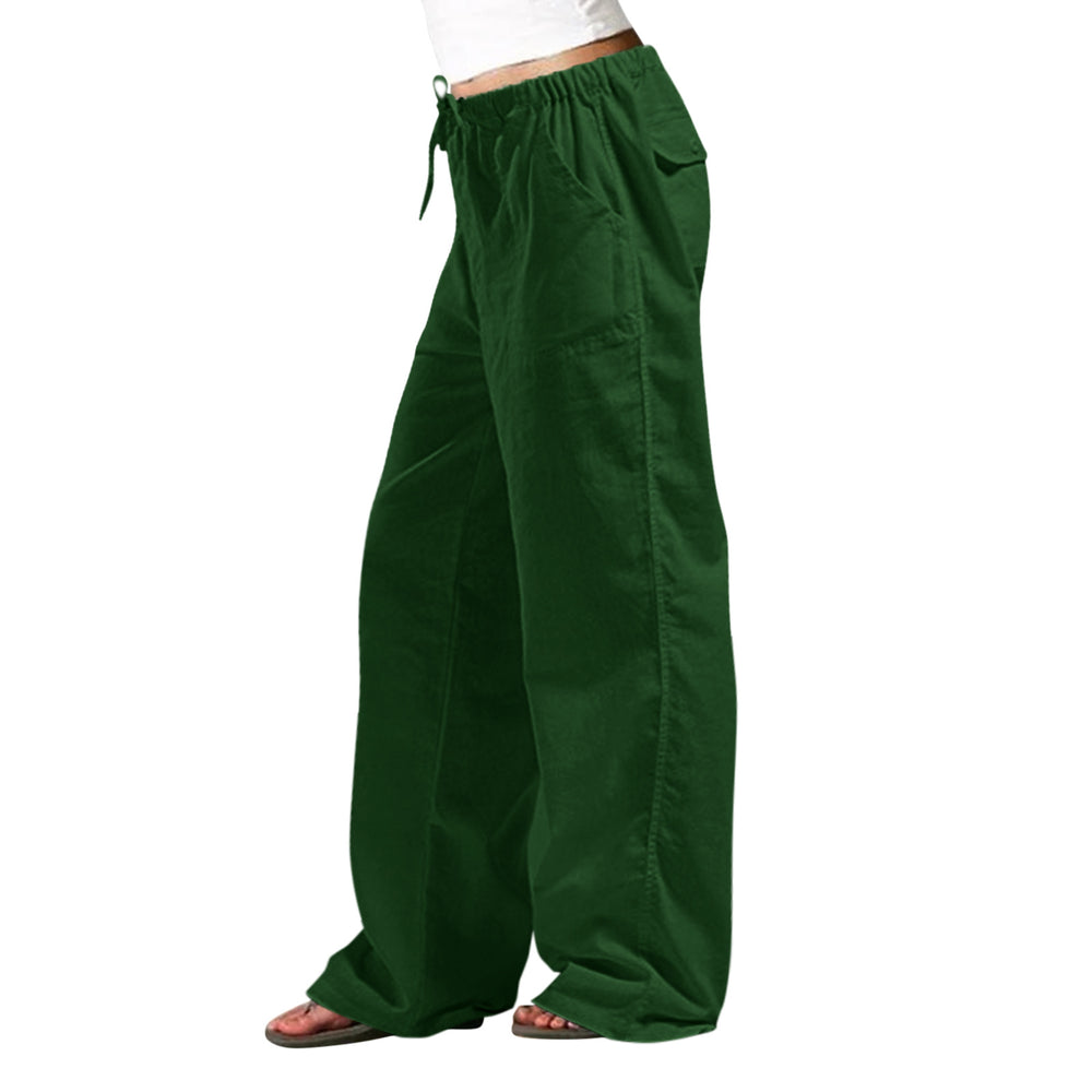 Elastic Waist Pocket Straight-leg Trousers